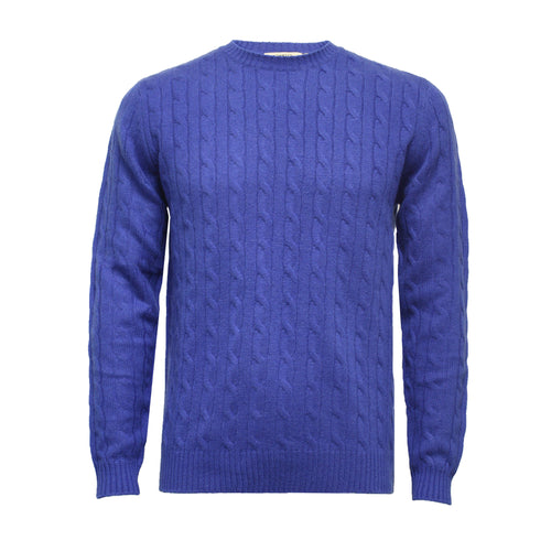 Cashmere Cable Crew Neck Sweater Royal Blue
