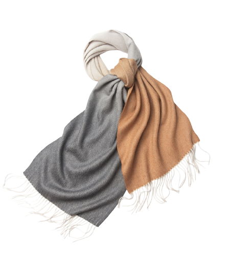 Degradé Lambswool Scarf Woven Plain Grey White Camel
