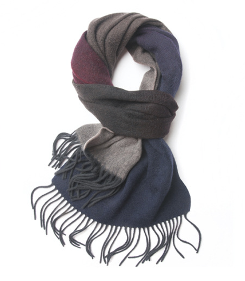 Degradé Lambswool Scarf Woven Navy Red Grey round