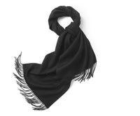 Lambswool Scarf Woven Plain Black