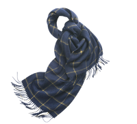 Check Lambswool Scarf Woven Navy Camel
