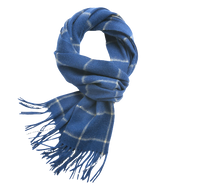 Check Lambswool Scarf Woven Royal Blue Offwhite