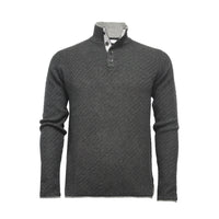 Men´s Cashmere Sweater Button Neck Andromeda in Carbon Stitch Indigo - Hommard
