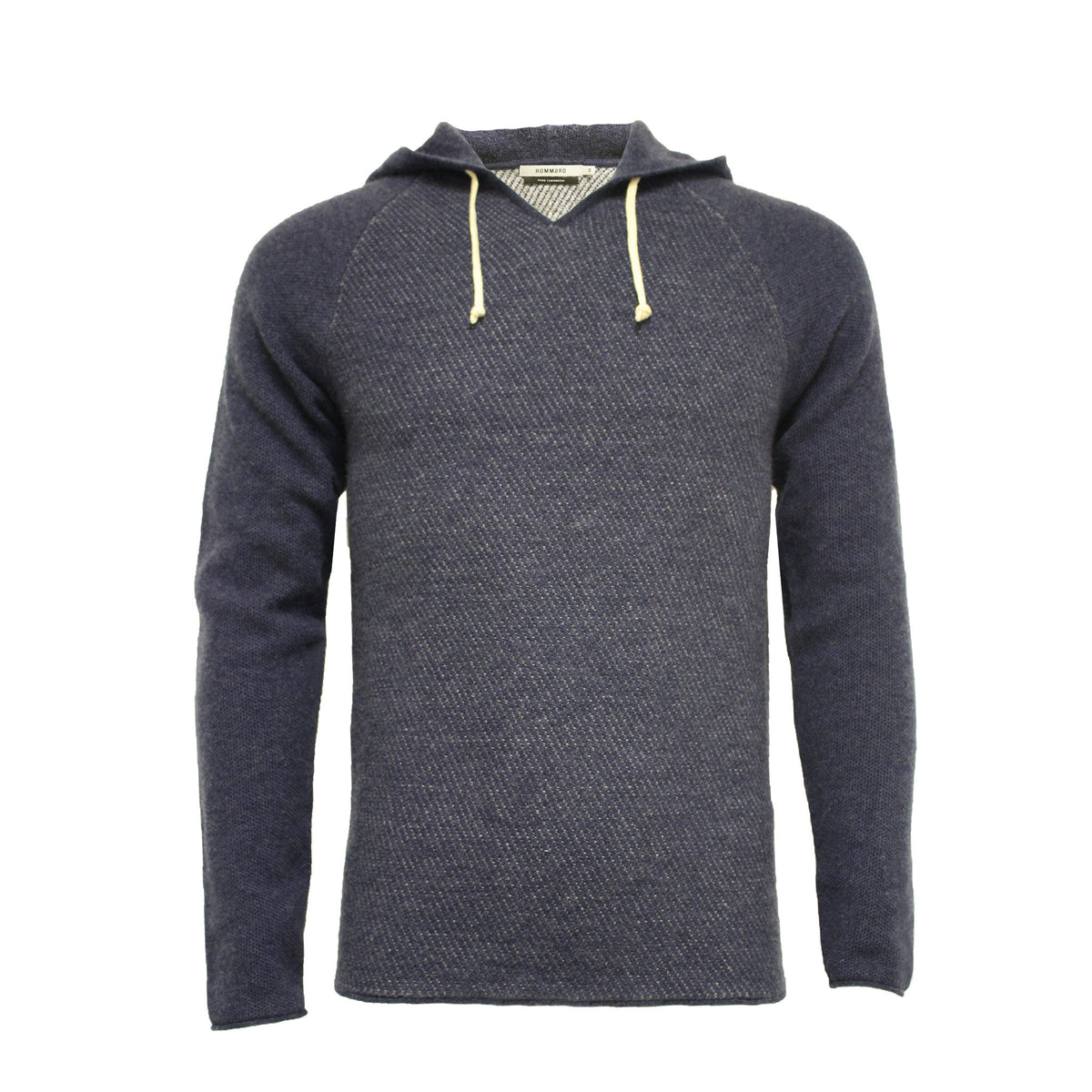 Men´s Cashmere Hooded Sweater in Diagonal Stitch Aspen - Hommard