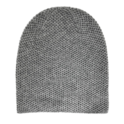 Heavy Seed stitch knitted Cashmere Beanie Soldeu Grey