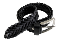 Black Leather woven belt rolled out