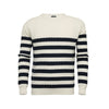 Men´s Cashmere Sweater Striped Cable Crew Neck in Silk Cashmere - Hommard