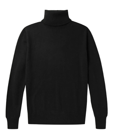 Cashmere Roll Neck Sweater Black flat