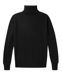 Cashmere Roll Neck Sweater Black flat