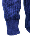 Cashmere Crewneck Sweater in Chunky Rib knit stitch Royal Blue cuff