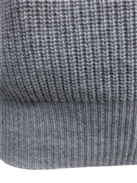 Cashmere Crewneck Sweater in Chunky Rib knit stitch Silver Grey bottom rib