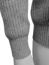 Cashmere Crewneck Sweater in Chunky Rib knit stitch Silver Grey cuff