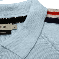 Long Sleeve Polo Shirt with sleeve striping Monaco Light Blue collar