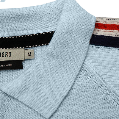 Long Sleeve Polo Shirt with sleeve striping Monaco Light Blue collar