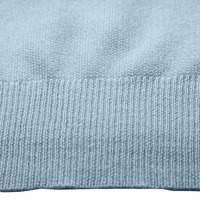 Cotton Cashmere Polo Shirt Cancale in fine pique stitch Light Blue bottom rib