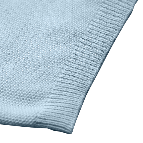 Cotton Cashmere Polo Shirt Cancale in fine pique stitch Light Blue sleeve