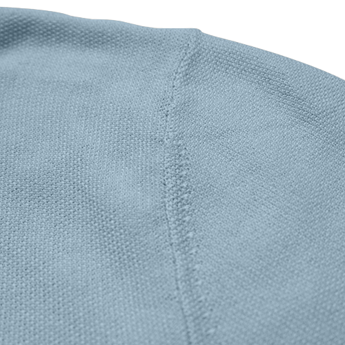 Cotton Cashmere Polo Shirt Cancale in fine pique stitch Light Blue sleeve insert