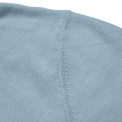 Cotton Cashmere Polo Shirt Cancale in fine pique stitch Light Blue sleeve insert