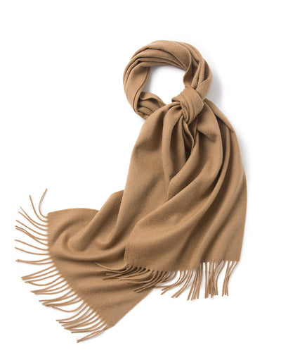 Lambswool Scarf Woven Plain Camel
