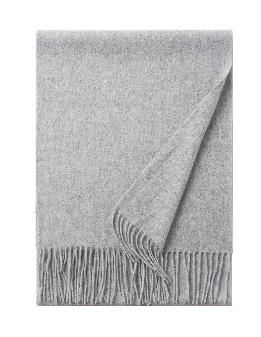 Lambswool Scarf Woven Plain Light Grey folded
