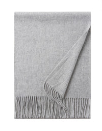 Lambswool Scarf Woven Plain Light Grey folded