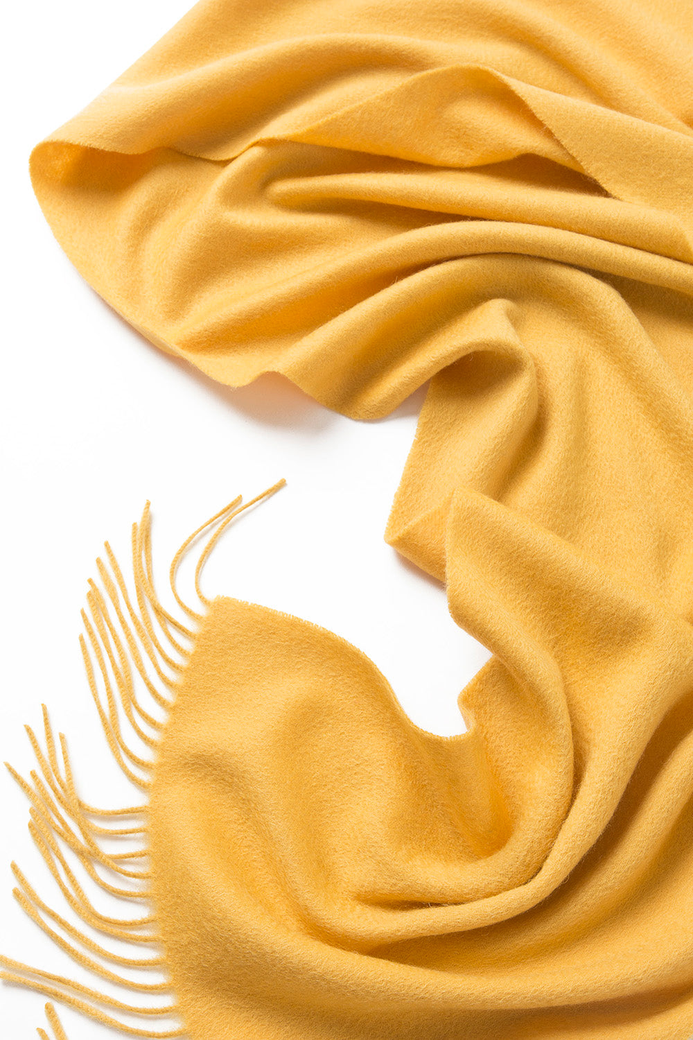 Lambswool Scarf Woven Plain Yellow tassels