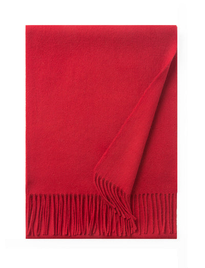 Lambswool Scarf Woven Plain Red folded