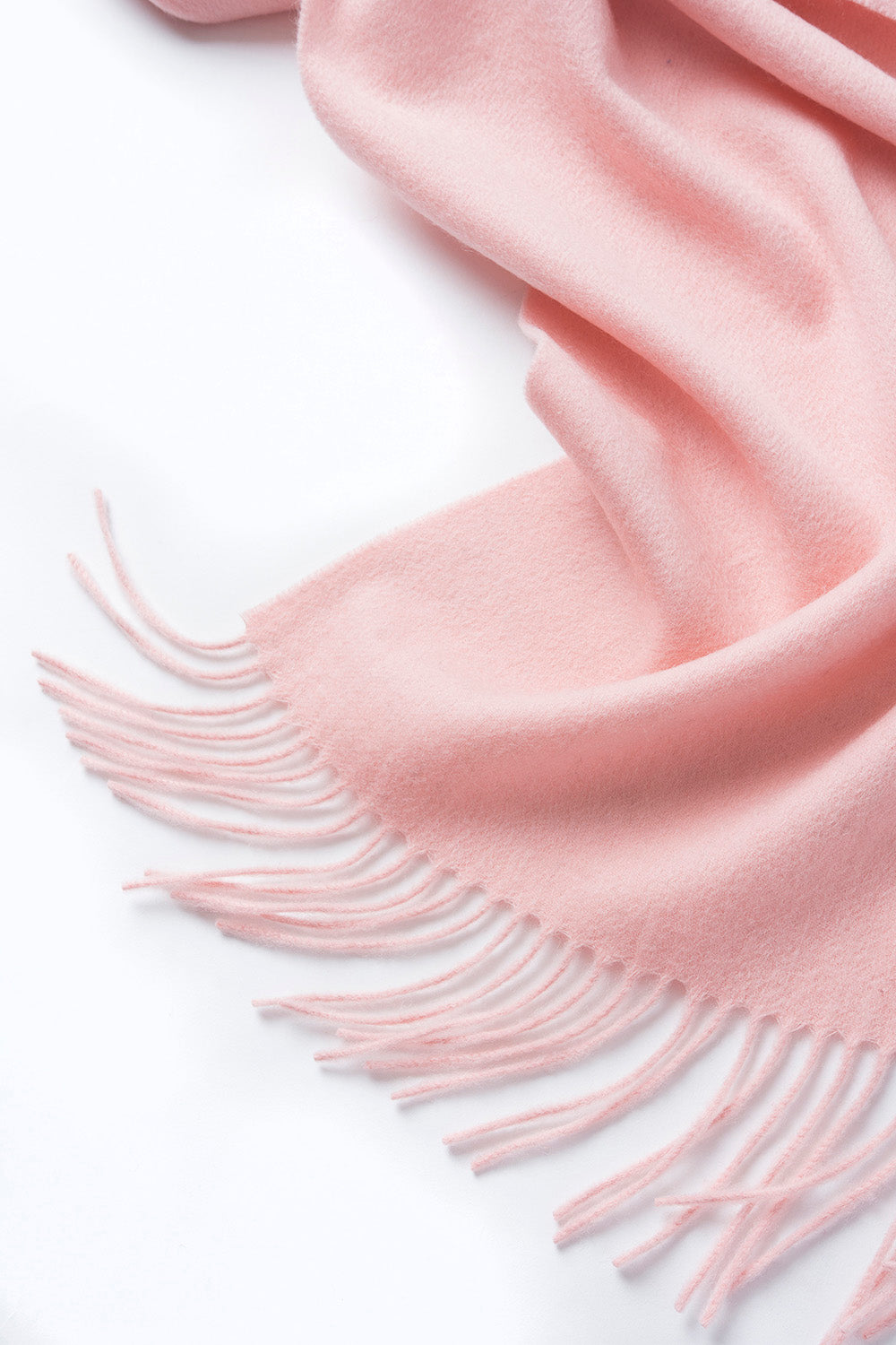 Lambswool Scarf Woven Plain Pink tassels