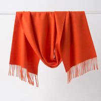 Lambswool Scarf Woven Plain Orange hanging