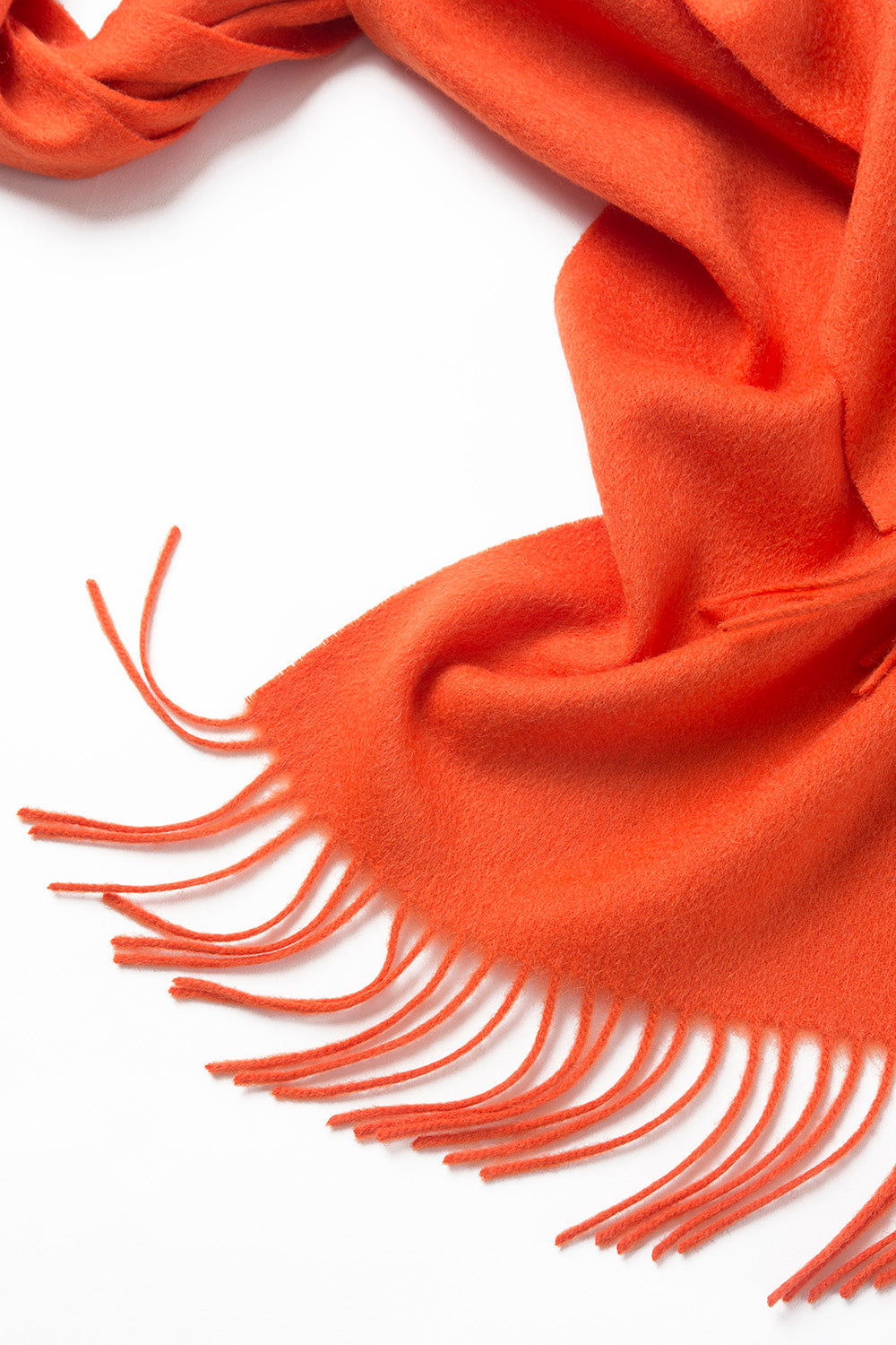 Lambswool Scarf Woven Plain Orange tassels