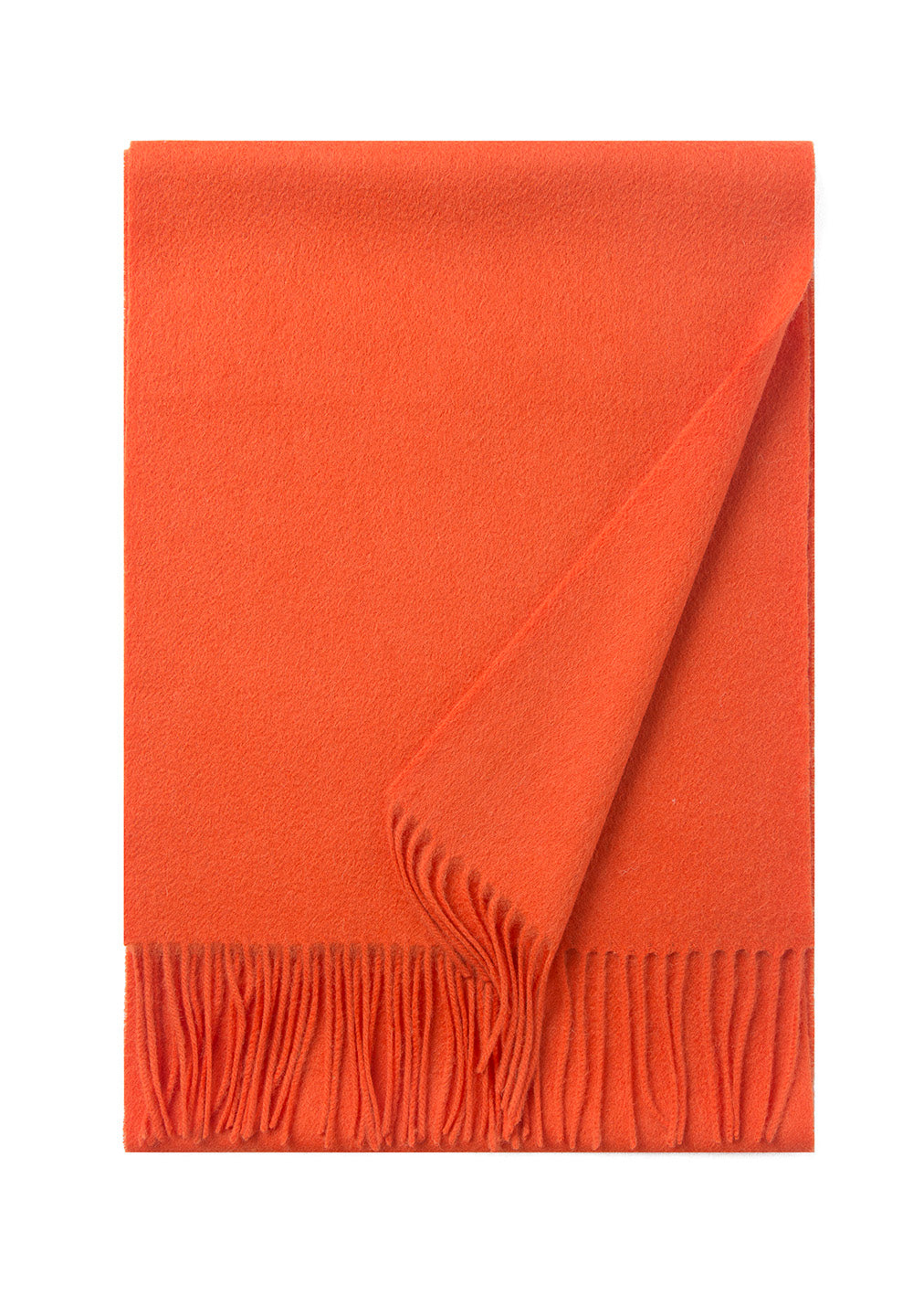 Lambswool Scarf Woven Plain Orange folded