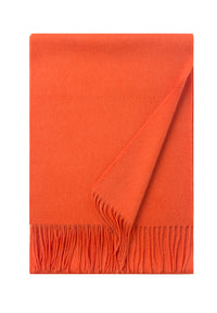 Lambswool Scarf Woven Plain Orange folded