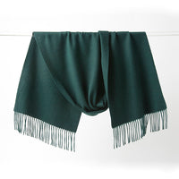 Lambswool Scarf Woven Plain Bottle Green hanging