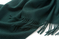 Lambswool Scarf Woven Plain Bottle Green tassels