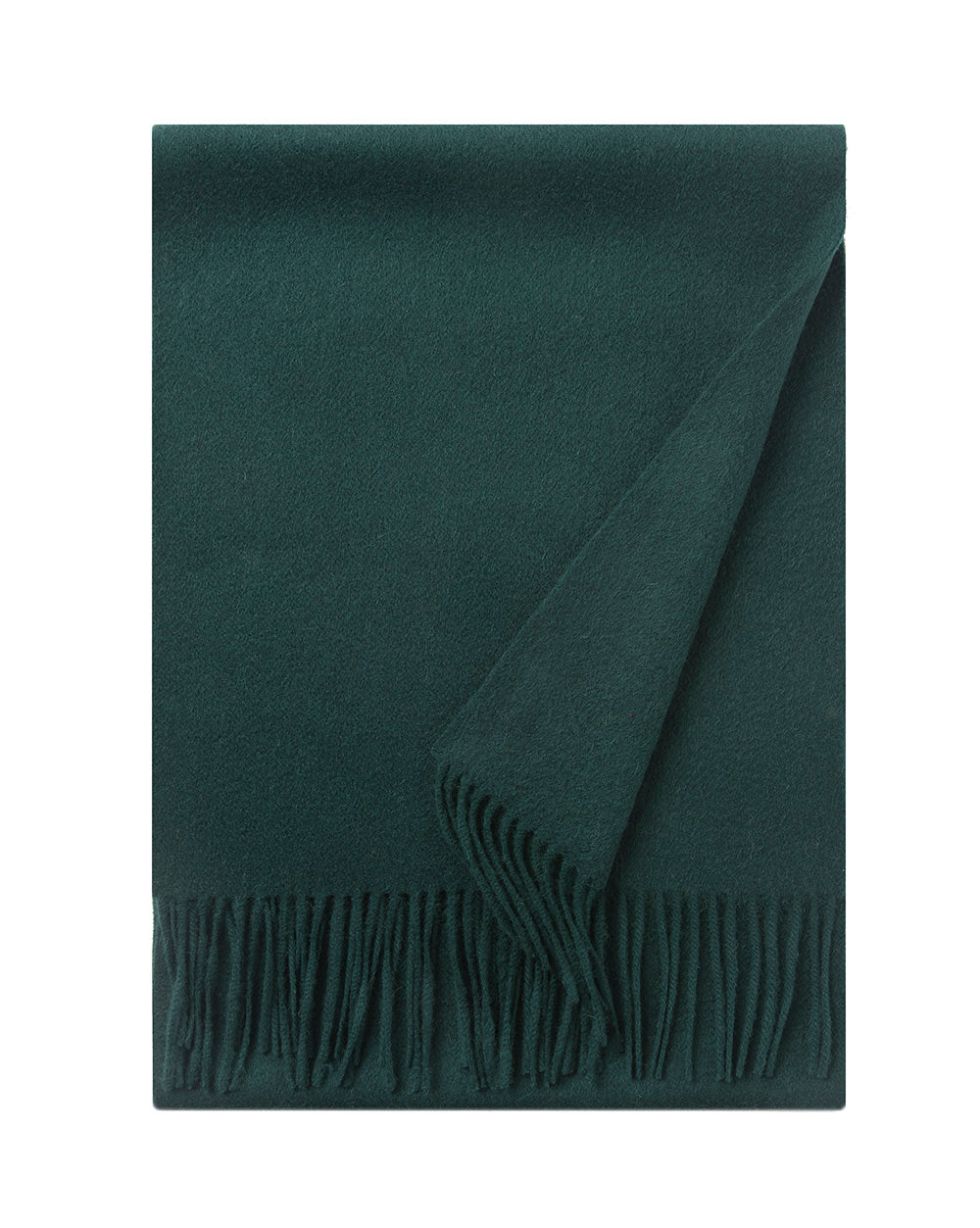 Lambswool Scarf Woven Plain Bottle Green folded