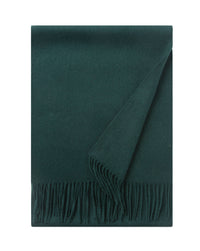 Lambswool Scarf Woven Plain Bottle Green folded
