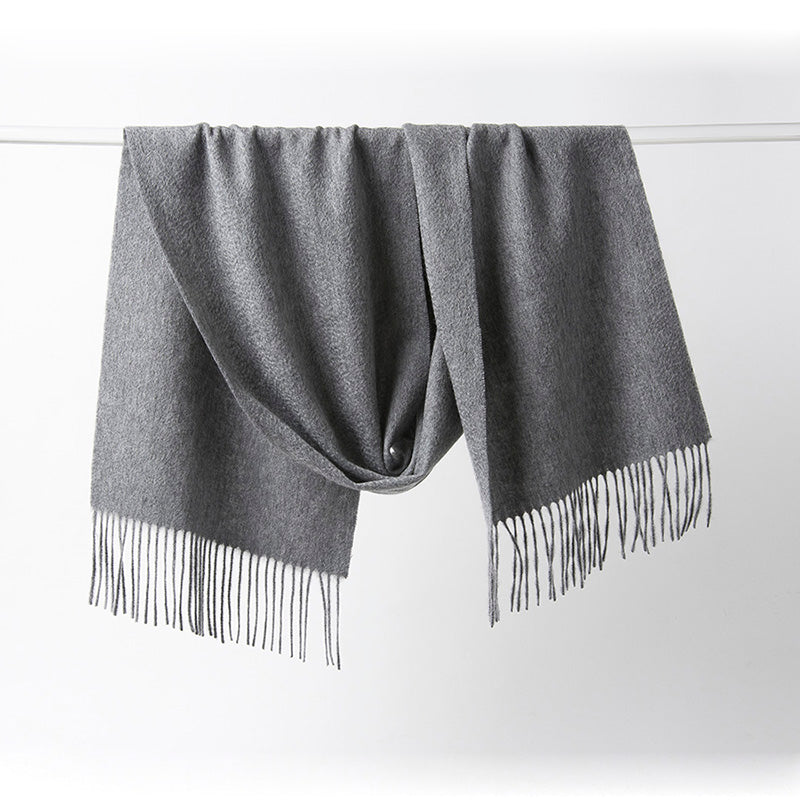 Lambswool Scarf Woven Plain Grey hanging