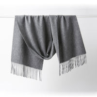 Lambswool Scarf Woven Plain Grey hanging