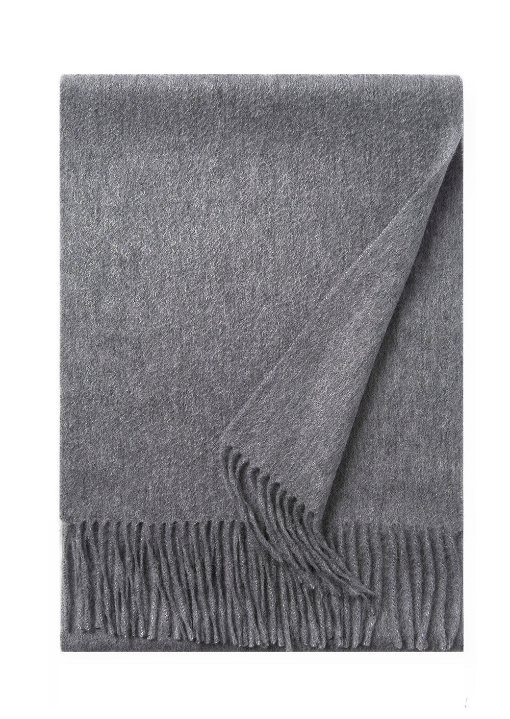 Lambswool Scarf Woven Plain Grey folded