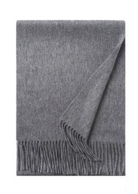 Lambswool Scarf Woven Plain Grey folded