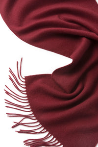 Lambswool Scarf Woven Plain Bordeaux tassels