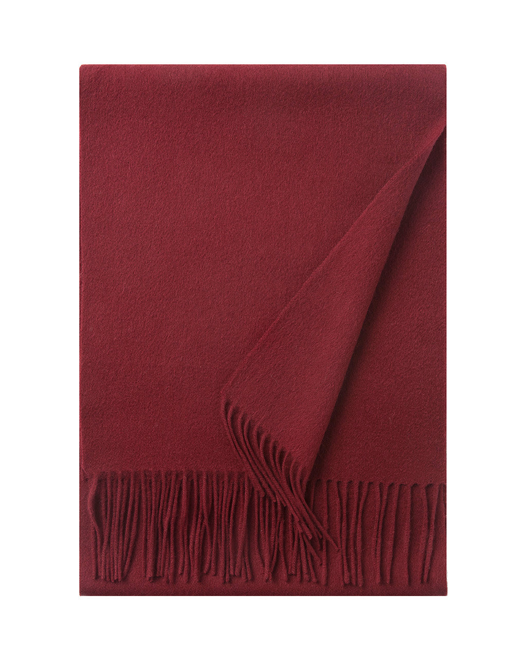 Lambswool Scarf Woven Plain Bordeaux folded