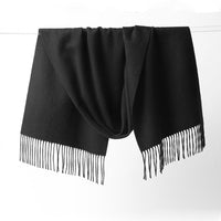 Lambswool Scarf Woven Plain Black hanging