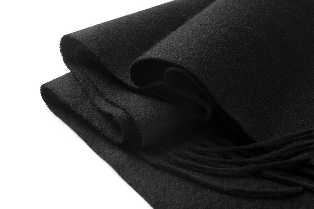 Lambswool Scarf Woven Plain Black details
