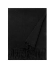 Lambswool Scarf Woven Plain Black folded