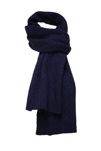 Zig Zag knitted Cashmere Scarf Daulps Navy - Hommard