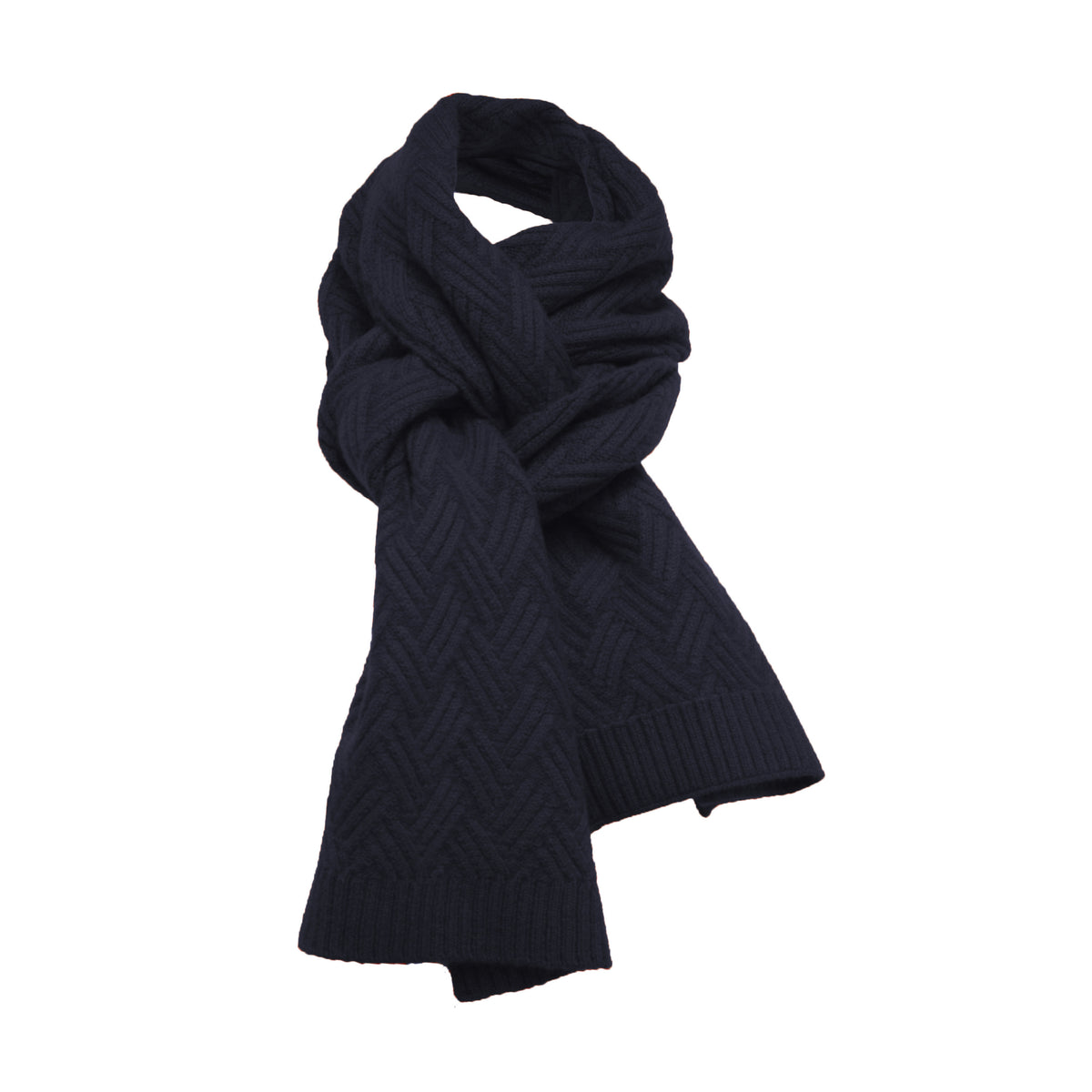 Zig Zag knitted Cashmere Scarf Daulps Black - Hommard