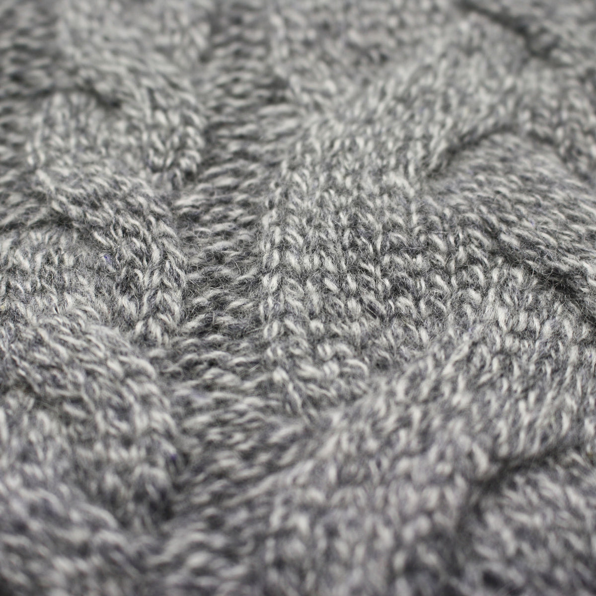 Grey Heather Cashmere Double Cable Scarf Gstaad - Hommard