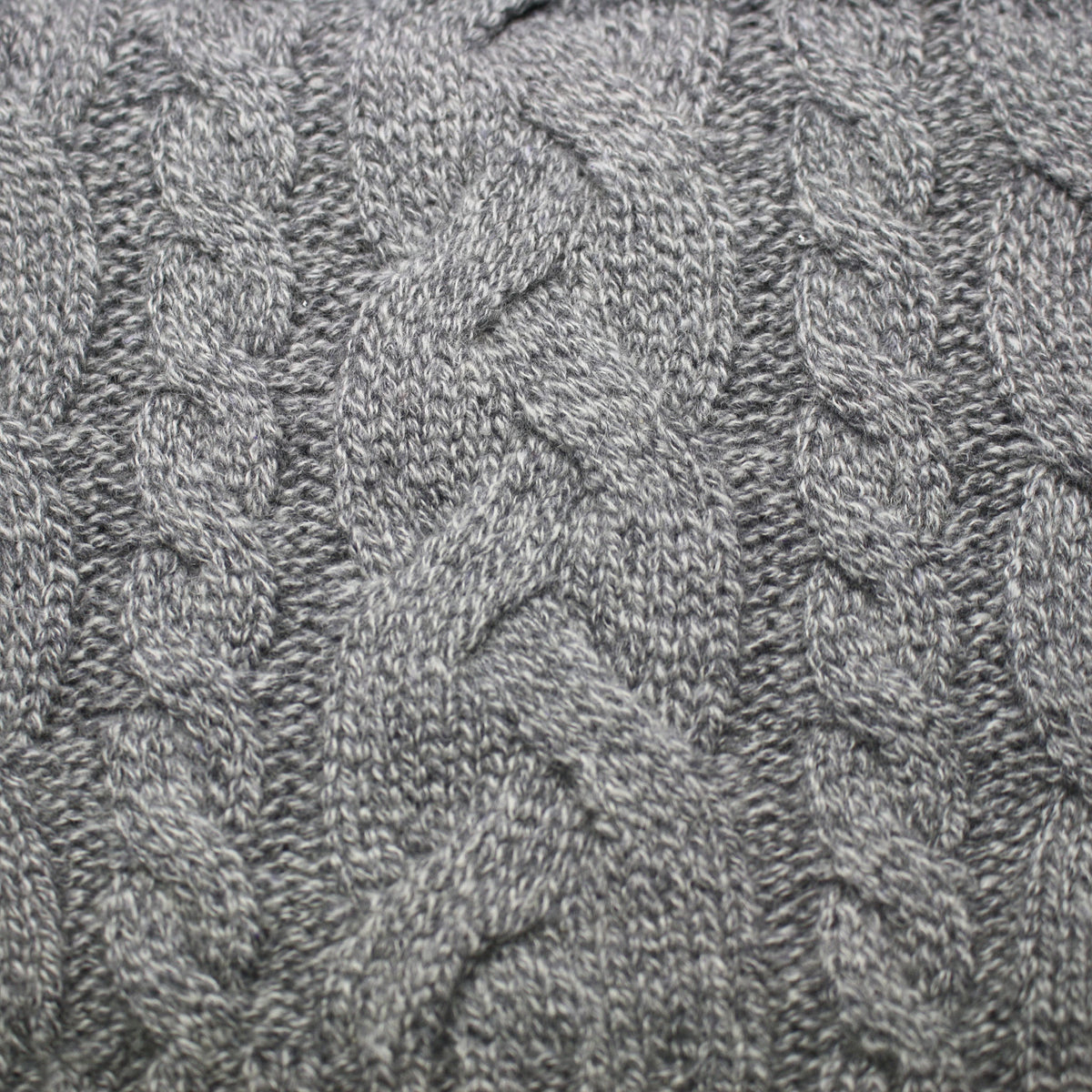 Grey Heather Cashmere Double Cable Scarf Gstaad - Hommard