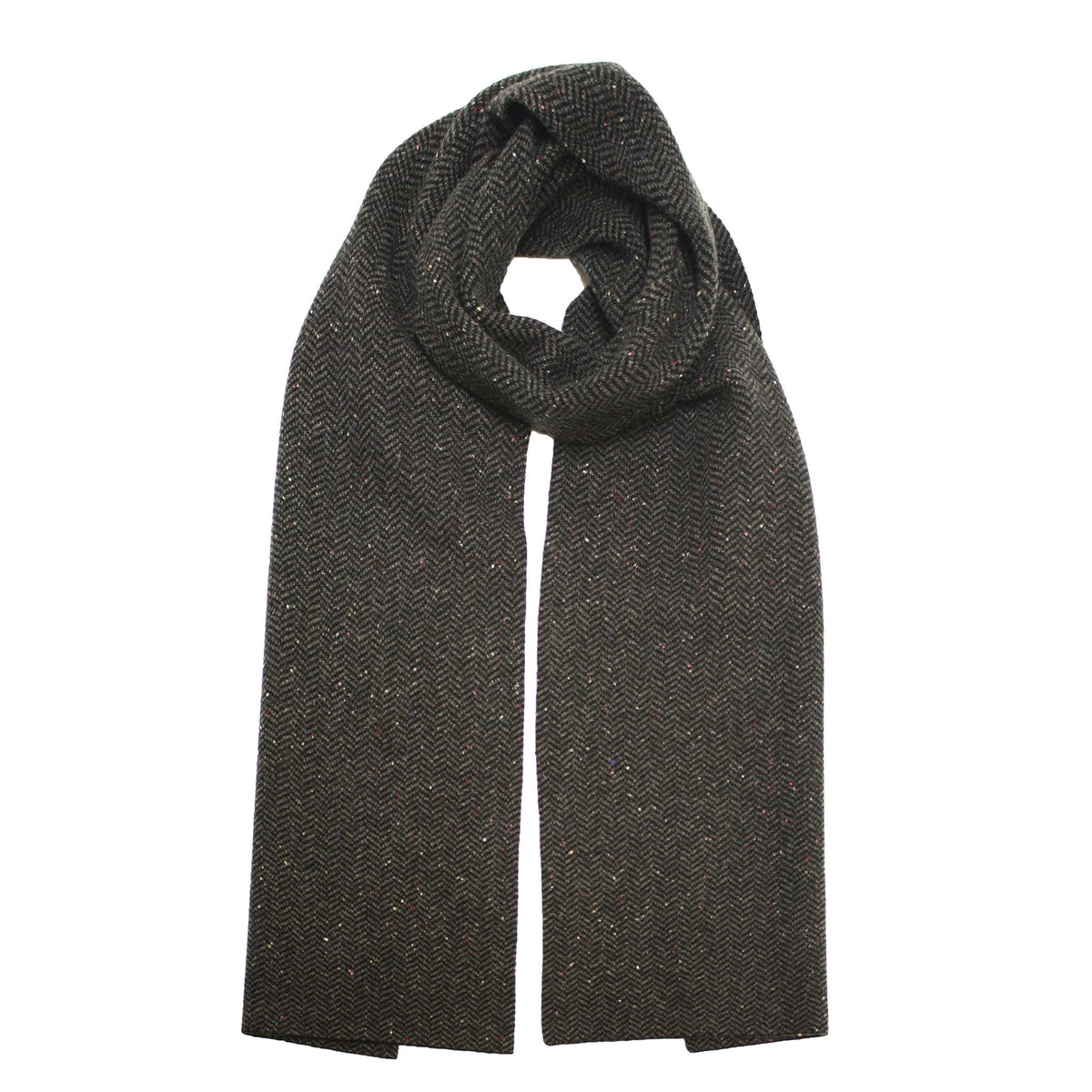 Herringbone donegal knitted Cashmere Scarf Kembla Grey Blue - Hommard